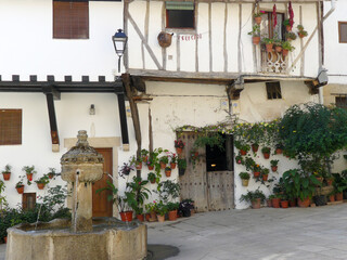 Cuacos de Yuste (Cáceres) Spain. Small square in the village of Cuacos de Yuste