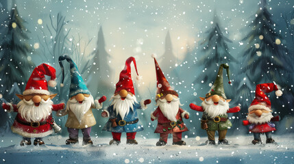 Naklejka premium christmas gnomes