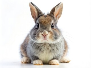 Obraz premium Netherland Dwarf Rabbit, Grey White Fur, Pet Photo, Studio Shot, Animal Photography, Bunny Portrait, Adorable Rabbit, Fluffy Rabbit