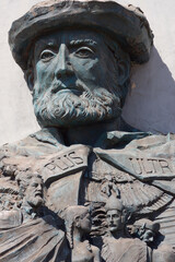 Cuacos de Yuste (Cáceres) Spain. Bust of Charles V in the village of Cuacos de Yuste