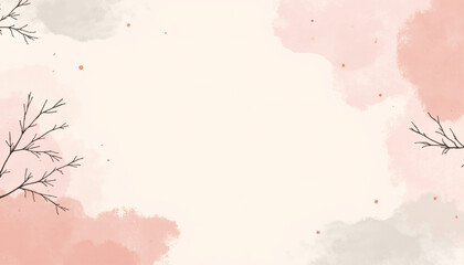 Obraz premium Ethereal Watercolor Composition with Inked Branches and Soft Color Accents