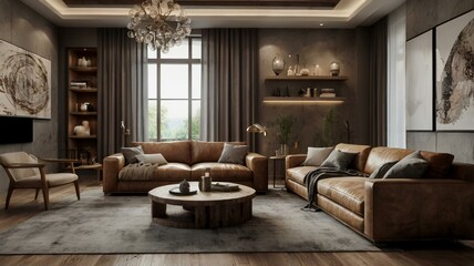 Obraz premium postmodern rustic style interior home design