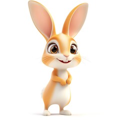 Fototapeta premium Charming 3D Rabbit, Cute Isolated Rabbit on White Background