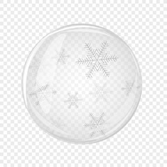 Glass ball with snowflakes. Element of holiday decoration. Vector object for christmas design, mockup, postcard, invitation, poster, banner