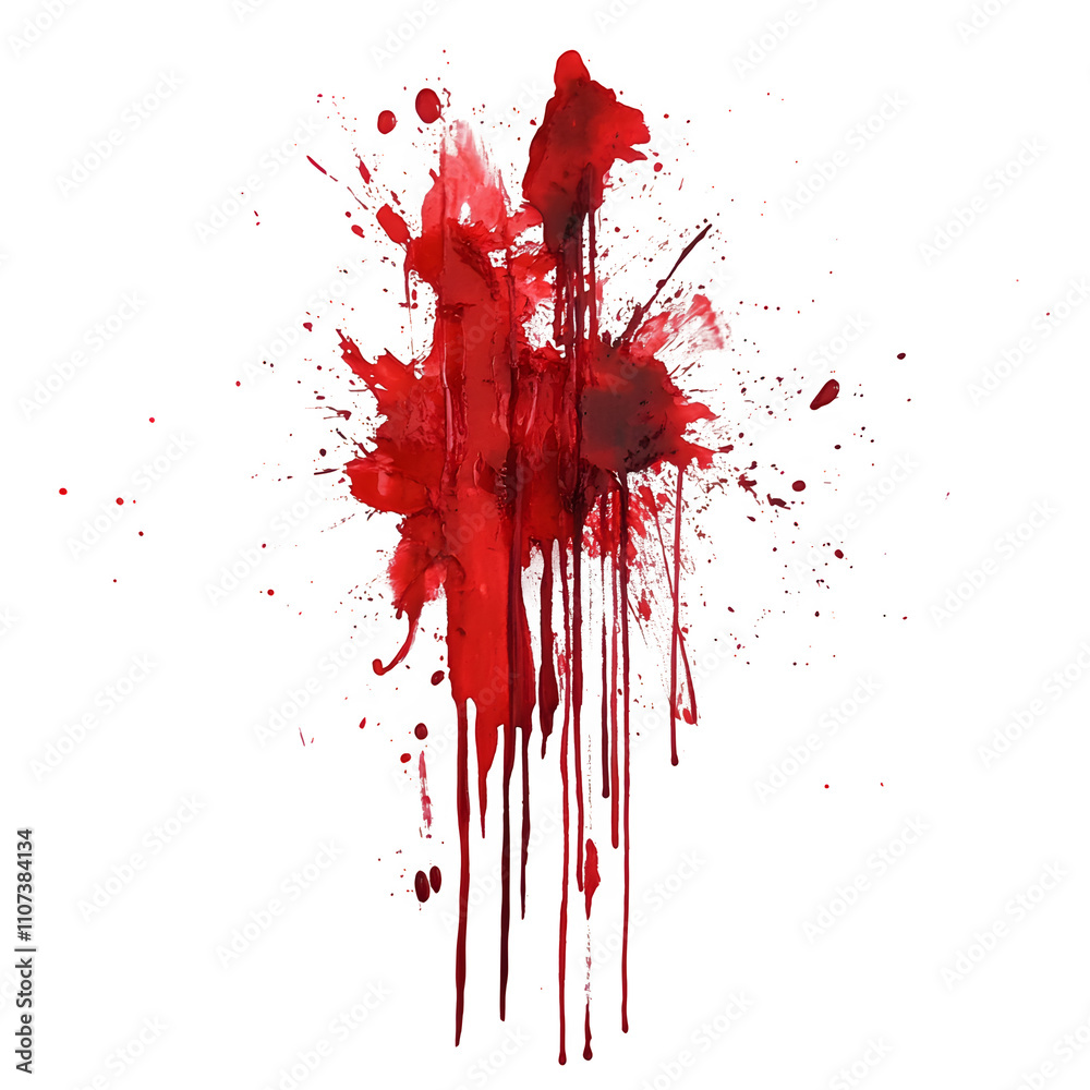 Poster realistic blood drips and splatters creating a chilling and dramatic effect, perfect for horror or c
