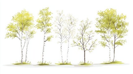 Obraz premium Nature's elegance seasonal tree growth forest landscape illustration calming natural beauty