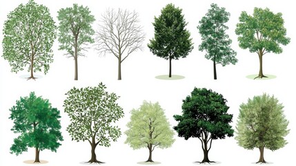 Vibrant green trees nature park botanical illustration outdoor environment aerial view eco-concept