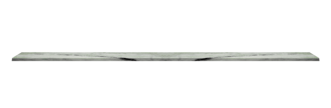 Marble long window sill or shelf, side view. On isolated transparent background.