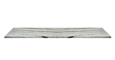 Marble windowsill or shelf of medium length, side view. On isolated transparent background.