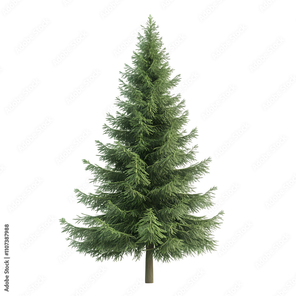 Poster realistic 3d rendering of a vibrant green christmas tree, with a transparent background for holiday 