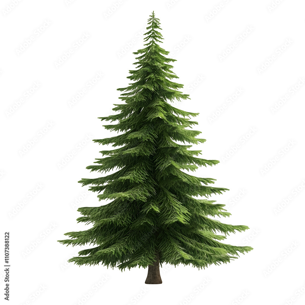 Aufkleber Highly realistic 3d rendering of a vibrant pine tree, ideal for nature-inspired projects, with a transparent backdrop