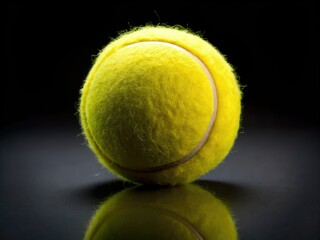 Tennis Ball Black Background, Isolated Yellow Tennis Ball, Sport Photography, Product Shot, Studio Lighting, Closeup Tennis Ball Image