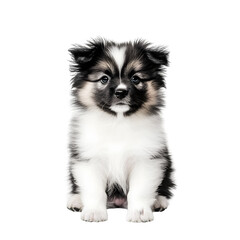 Obraz premium Cute elo puppy with purebred pedigree posing on a clear background, ideal for pet-themed projects. Youthful, small, and fluffy, this lively dog radiates joy and affection