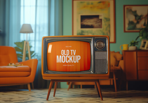 Old TV Screen Mockup Generated with AI