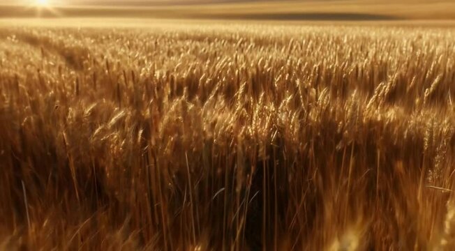 golden wheat under a sunset sky, as vibrant hues fade into serene purples, creating tranquil visuals