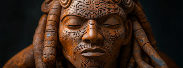 Mayan Anunnaki statue & sculpture high resolution panorama