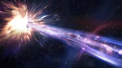 Fototapeta premium Big Bang colorful space galaxy fog cloud nebula. Universe science astronomy and stary night cosmos mockup background. Supernova concept wallpaper 