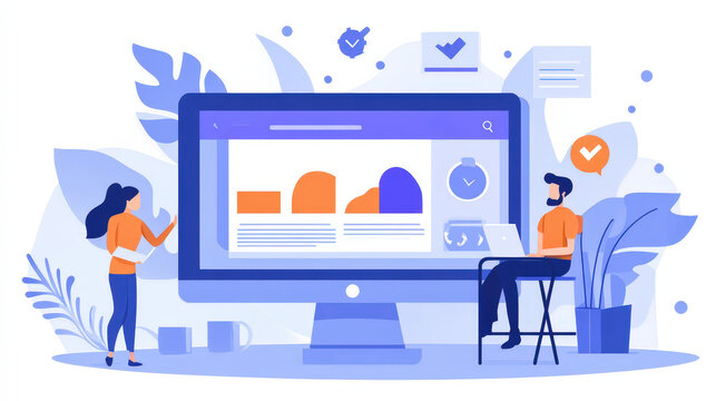 Desktop screen with split-test results, A/B testing in digital marketing, online conversion analysis