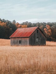 Obraz premium Old Barn in Field