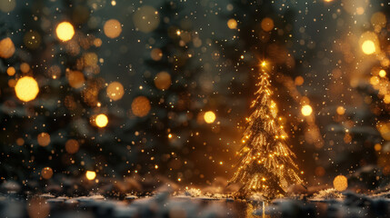 Naklejka premium blurred christmas tree in the snow