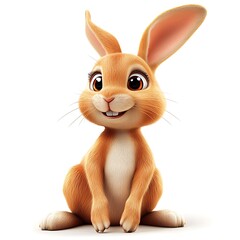 Fototapeta premium Charming 3D Rabbit, Youthful Rabbit on Isolated White Background