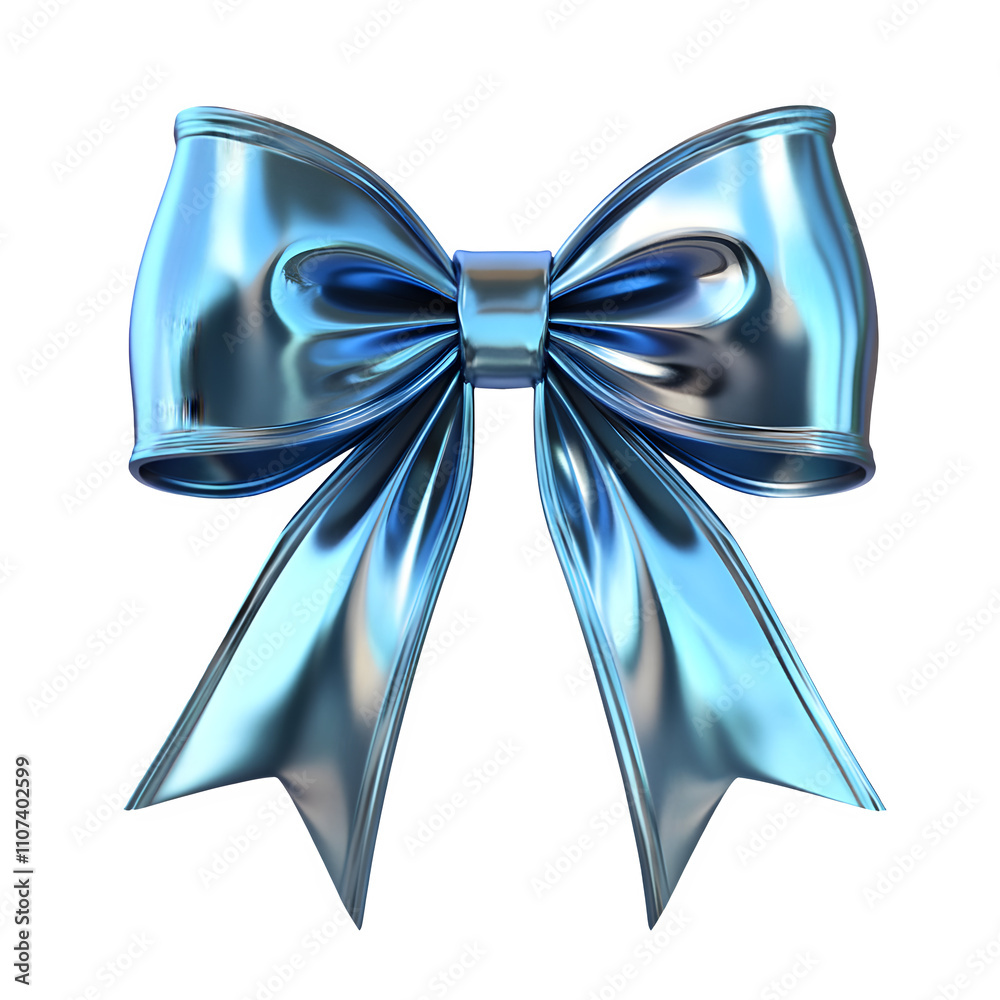 Aufkleber light blue shiny bow isolated on transparent background, perfect for adding a touch of elegance and 