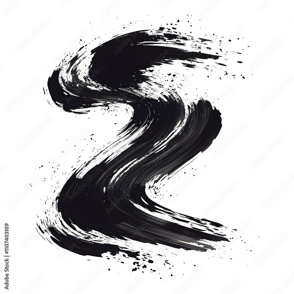 Aufkleber Dynamic black brushstroke forming an elegant curve, perfect for adding an artistic touch to designs with a transparent backdrop