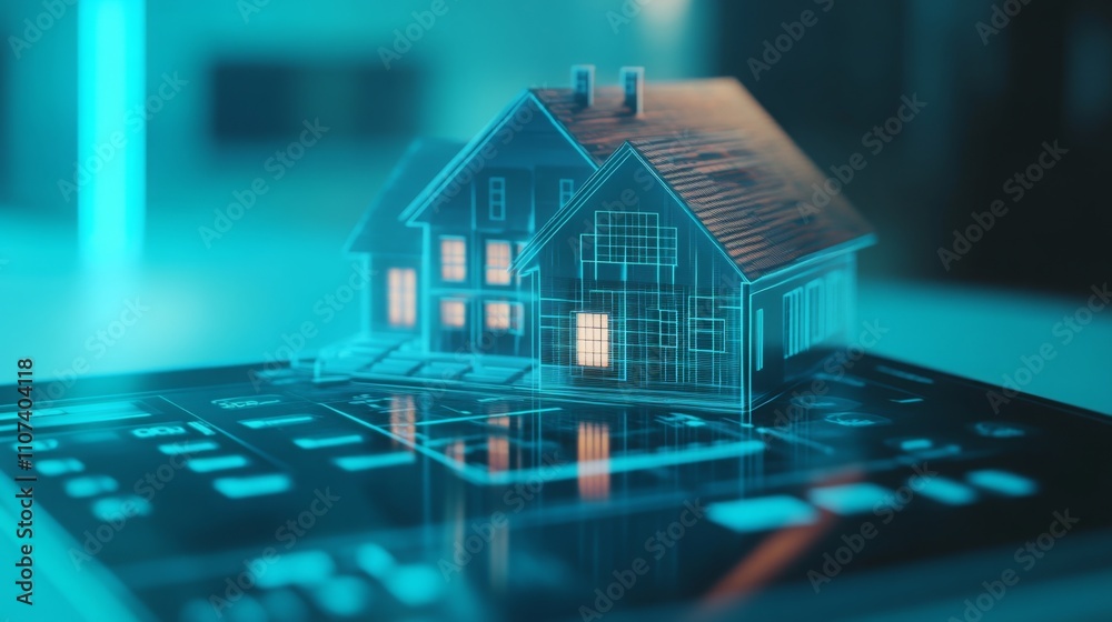 Aufkleber digital representations of homes are showcased on a sleek interface, illustrating how ai enhances re