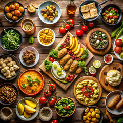 high angle view of food on table