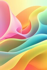Vibrant waves of pastel colors blend seamlessly in an abstract design, creating a soothing and dynamic visual experience.