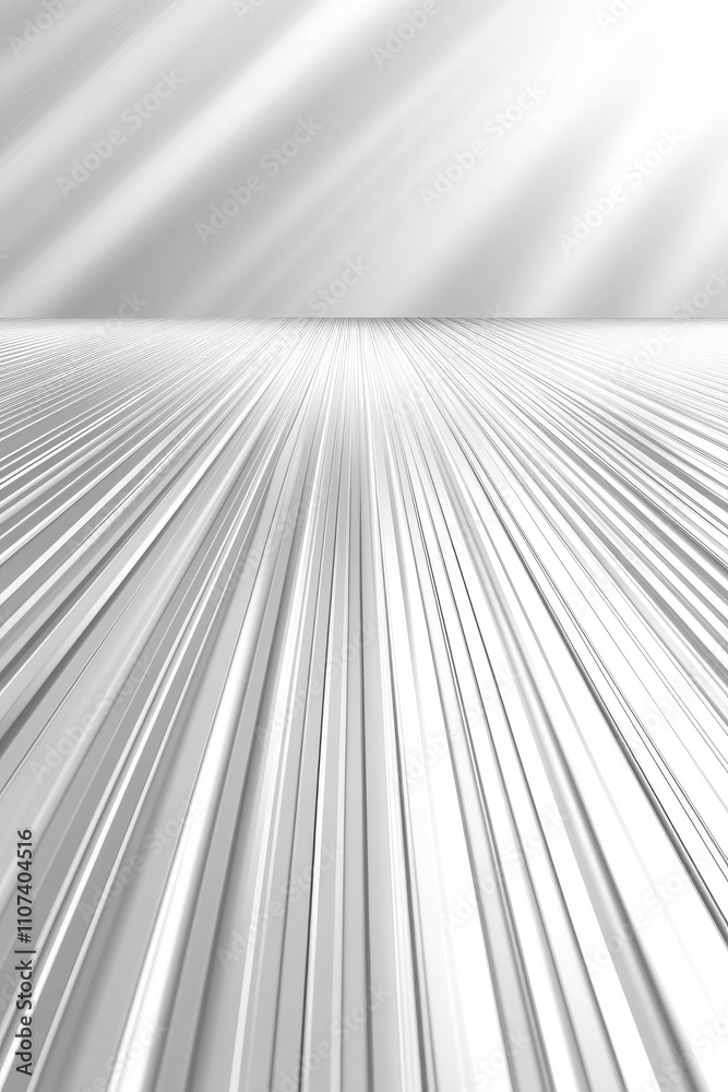 Poster abstract metallic lines converging towards a bright, illuminated background, creating a sense of dep