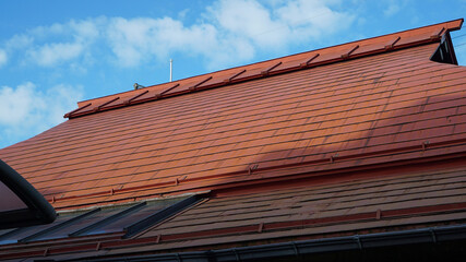 Red roof of an old house in Japan