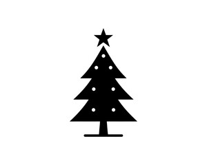 Fototapeta premium Christmas tree silhouette vector. Black christmas tree flat design icon. 