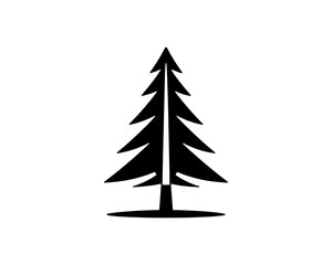 Obraz premium Christmas tree silhouette vector. Black christmas tree flat design icon. 