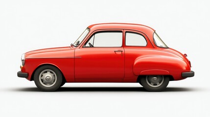Obraz premium A classic red car shown in profile, highlighting its vintage design and compact shape.
