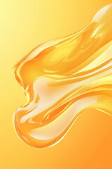 Amber-colored fluid flowing gracefully against a bright yellow background, creating a sense of motion and energy.