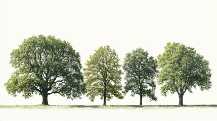 Fototapeta premium Seasonal change showcase four trees in nature landscape photography tranquil environment perspective