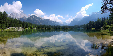 Fototapeta premium Beautiful landscape with river and mountains