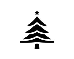 Obraz premium Christmas tree silhouette vector. Black christmas tree flat design icon. 