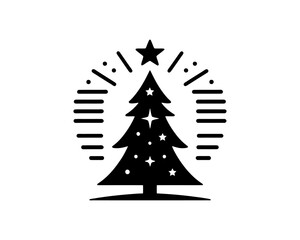 Obraz premium Christmas tree silhouette vector. Black christmas tree flat design icon. 