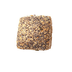 Mixed seed bread roll isolated on transparent background
