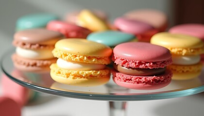 Fototapeta premium Colorful macarons on glass stand