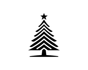 Fototapeta premium Christmas tree silhouette vector. Black christmas tree flat design icon. 