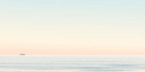 Minimalist seascape have vanilla sky background graphic illustration.