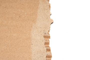 Ripped Up Torn Cardboard Box Packaging with Ridges on White Background