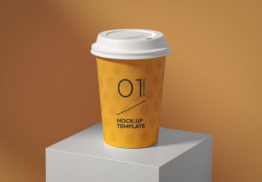 Eco Coffee Cup Mockup On a Platform
