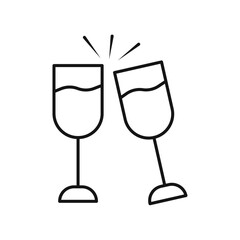 Champagne glasses icon Simple thin line flat symbol