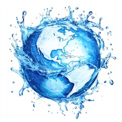 Obraz premium A stunning globe of water splashes against a white background