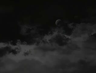 Fototapeta premium Dark gray clouds drift across the top of a black watercolor sky with scattered gray smoke, gray smoke, moody tone, dark gray clouds, atmospheric effect, eerie atmosphere