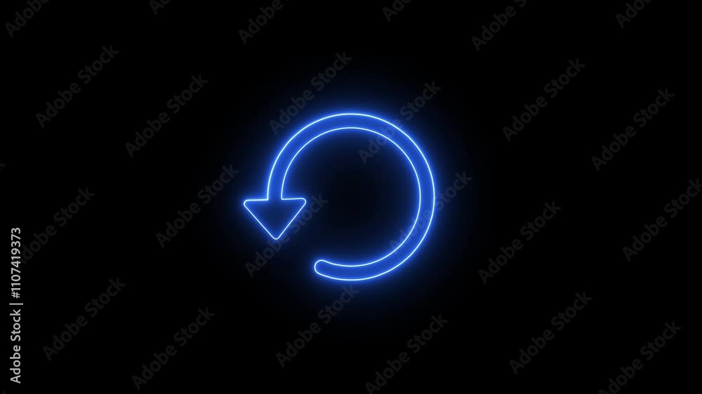 Poster refresh or retry icon. neon glowing refresh button with retry animation and dynamic glowing effect.